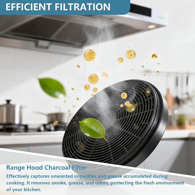 CACF003 Range Hood Charcoal Filter Replacement for Hauslane CIARRA COSMO Wall Mount Range Hood CAS75308 CAS75502 CAS75206P Replacement Carbon Filter for Ductless Ventilation 2 Pack