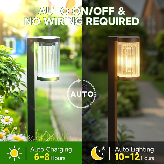 ELECLINK Solar Pathway Lights Outdoor, 4 Pack Upgraded Outdoor Solar Lights for Outside Super Bright Up to 12Hrs, IP65 Waterproof Solar Garden Lights for Yard Path Walkway Decor Landscape Lighting