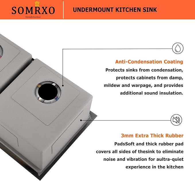 32 Inch Black Undermount Kitchen Sink Double Bowl - 32x19 Undermount Workstation Sink 16 Gauge Black Stainless Steel 10 Inch Deep Double Bowl Kitchen Sinks