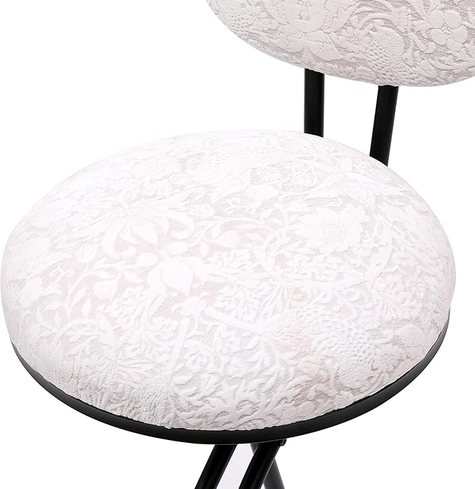Round Print Bar Stools Set of 2 Chairs for Kitchen Island & Dining Rooms Counter Stools，Black