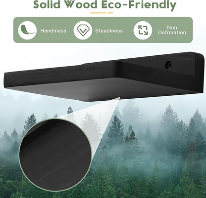 Small Floating Shelf, 5x6 Inch Display Ledges for Wall,Mini Shelves,Rustic Wood Shelf for Bedroom Living Room Bathroom Kitchen (6, Black)