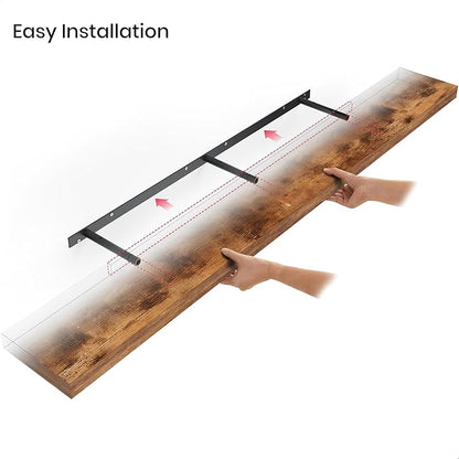 Ballucci Floating Shelves for Wall, 60" Wood Wall Shelf Set of 2, with Invisible Brackets for Bathroom, Living Room, Bedroom, Kitchen, Nursery, 8" Deep, Rustic Brown
