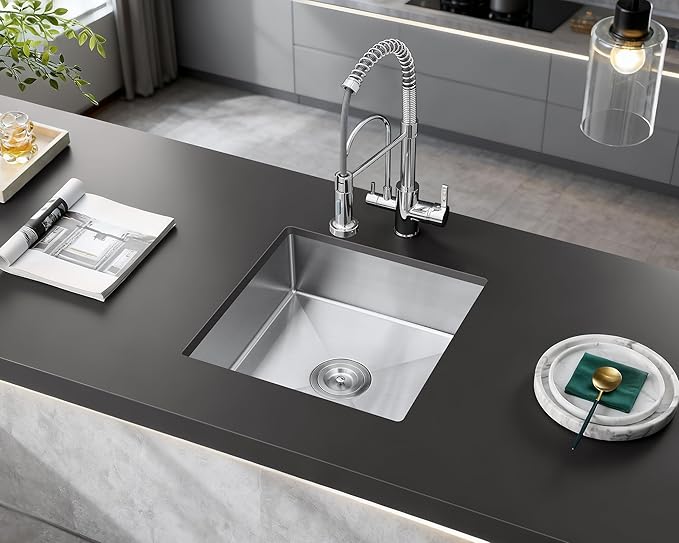 20 x 16 Inch Undermount Kitchen Sink - MENATT 18 Gauge Stainless Steel Handmade Single Bowl Kitchen Sink 6 inch Deep Basin Bowl, Brushed