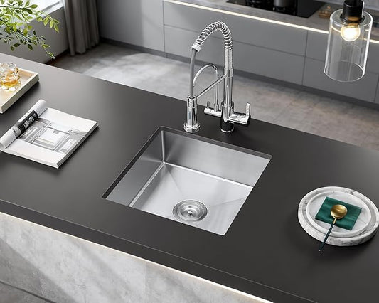 20 x 16 Inch Undermount Kitchen Sink - MENATT 18 Gauge Stainless Steel Handmade Single Bowl Kitchen Sink 6 inch Deep Basin Bowl, Brushed