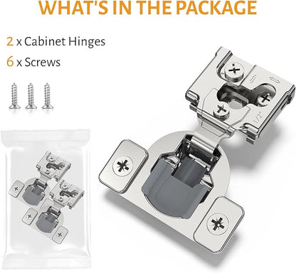 Chibery 2 Pack 1/2" Overlay 3D Soft Close Concealed Hinge for Face Frame Door, Self Closing Hinges, 105° Smooth Slow Close Quite, Hidden Stainless Steel Hinge for Kitchen Cabinet Door, Satin Nickel