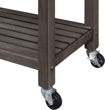 Convenience Concepts Ellaine 4 Tier Kitchen Cart with Drawer and Wine Rack, 24.75 x 16.5 x 34.5, Wirebrush Dark Gray/Butcher Block