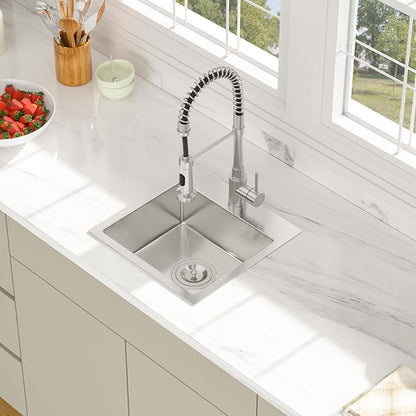 15 Inch Drop In Kitchen Sink - Beslend ADA 6 Inch Depth 15x15 Drop In Square Sinks Topmount Stainless Steel 16 Gauge Mobility Friendly Sink for Wheelchair Accessible & Accessible Design Kitchen