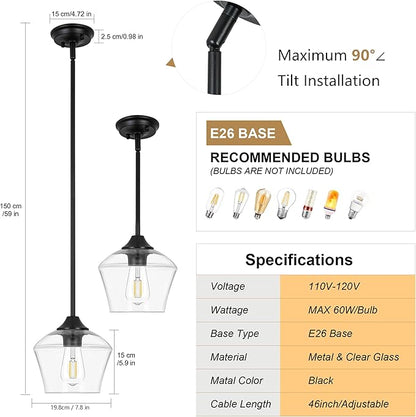 1-Pendant Lights Kitchen Island, Hand Blown Glass Pendant Light Fixtures, Metal Light Fixtures Rod Ceiling Ceiling Lighting for Kitchen Island Dining Room Bar