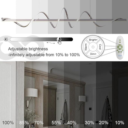 47.24" Modern Chandelier Led Pendant Light for Kitchen Island Lighting Dimmable Modern Led Chandelier for Dining Room Over Table,Creative Snake-Shaped Twist Design Kitchen Ceiling Hanging
