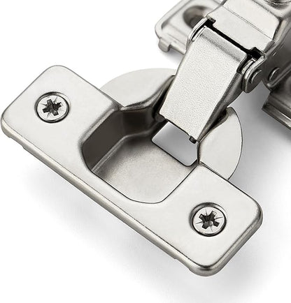 Ravinte 20 Pack 10 Pairs 5/8 Inch Overlay Brushed Nickel Short Arm Kitchen Cabinet Hinges,Soft Close 105 Degree Concealed Hinges with Screwdriver and Mounting Screws Used for Face Frame Door
