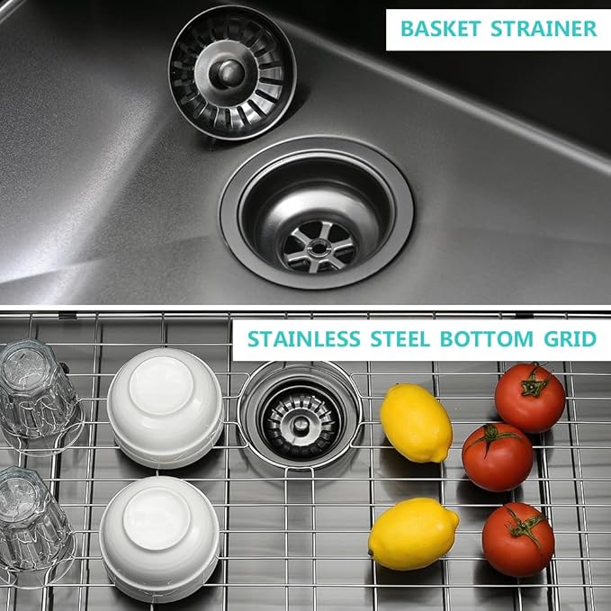 30 Inch Black Kitchen Sink with Faucet Combo-iAnomla 30x19 Black Stainless Steel Undermount Kitchen Sink 16 Gauge Single Bowl Deep Under Mount Sinks and Faucet Combo Set