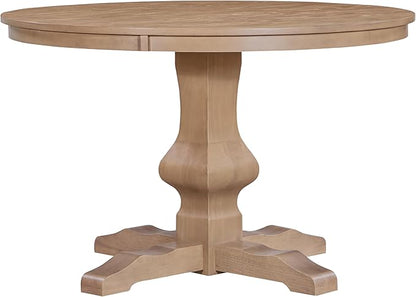 Christopher Knight Home Mundo Round Dining Table for 4, Rustic Wooden Kitchen Table with Pedestal Base, Circle Farmhouse Dinner Furniture for Dining Room, Kitchen, Living Room, Light Natural