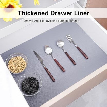 Drawer and Shelf Liner for Kitchen Cabinet,Non-Adhesive Cabinet Liner 18in x 20FT,Waterproof Shelf Paper Non-Slip Mats Cupboard Liners Contact Protect Dresser/Shelves/Table-Grey