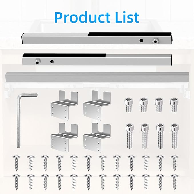 Qualward Undermount Sink Supports Brackets,Adjustable Undermount Sink Support, Stainless Steel Installation Kit for Undermount Kitchen Sink (20-55 inches)