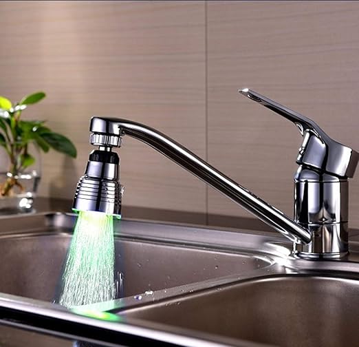 SNOMYRS 7-Color Change Automatically LED Water Faucet Light Circular 360 Degree Rotatable Color Changing Tap Sink for Kitchen and Bathroom (7 Color-1PC-Circular)
