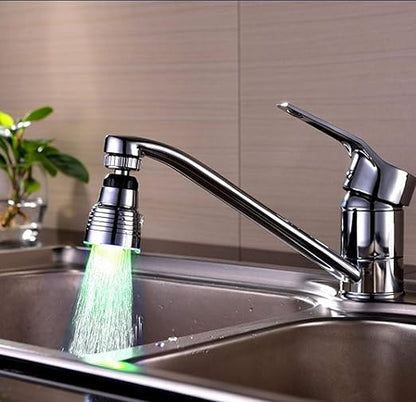 SNOMYRS 7-Color Change Automatically LED Water Faucet Light Circular 360 Degree Rotatable Color Changing Tap Sink for Kitchen and Bathroom (7 Color-1PC-Circular)