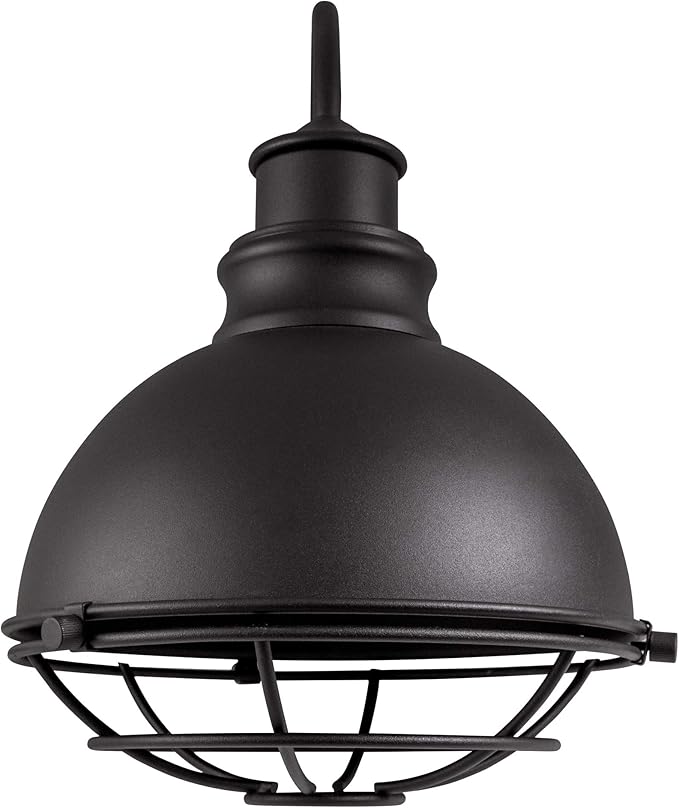 Design House 588442 Ajax Industrial Modern 1-Light Indoor/Outdoor Dimmable Wall Light with Removable Metal Wire Cage Shade for Porch Entryway Patio Garage Kitchen Bedroom, Textured Black