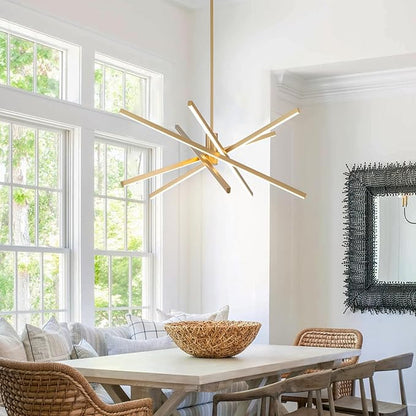 Y'INSP Gold Sputnik Chandelier for Dining Room, 5-Lights LED Pendant Light Fixtures Modern 45W Hanging Light Fixture for Living Room Kitchen Island Bedroom Entryway