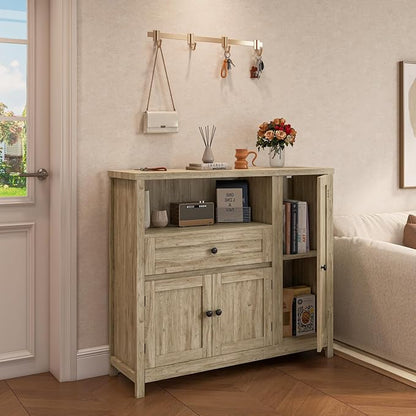 Viaozutis Storage Cabinet with Doors and Drawers,Kitchen Storage Cabinets，with Drawer and Adjustable Shelf（Grey）