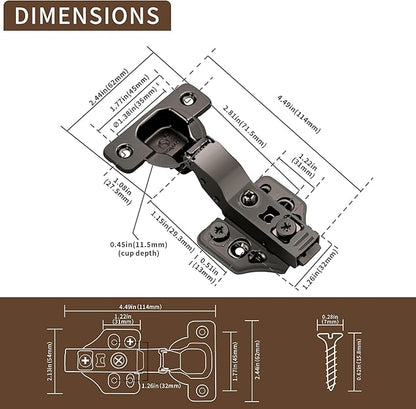 20 Pack Inset Overlay Soft Close Cabinet Hinges 105° Frameless 3 Way Adjustable Soft Close Hinges for Cabinet Doors Kitchen Cabinet Door Hinges with Screws