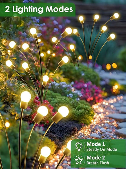 2026 Upgraded Solar Lights Outdoor, 6 Pack Solar Garden Lights with 2 Modes, Firefly Lights Outdoor Waterproof, Sway by Wind, Twinkle Firefly Light for Yard Patio Path Garden Decoration (Warm White)