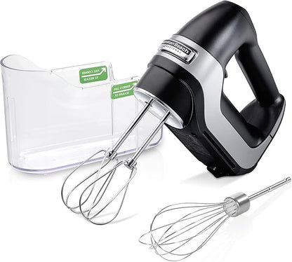 Hamilton Beach Professional 5-Speed Electric Hand Mixer with High-Performance DC Motor, Slow Start, Snap-On Storage Case, Stainless Steel Beaters & Whisk, Black (62651)