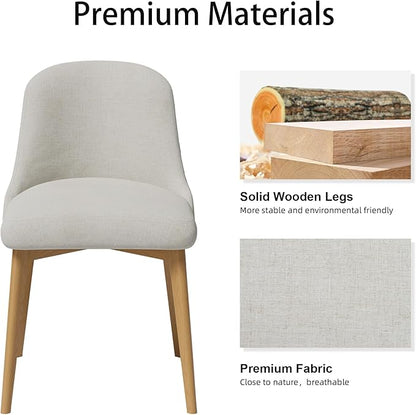 Casaphoria Upholstered Dining Chairs Set of 2, Mid Century Modern Fabric Kitchen Room Chairs with Solid Wood Legs & Comfortable Padded Seat, Ergonomic Side Chairs for Dining Room Living Room, Oak