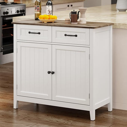 Bealife 32" Buffet Cabinet, Kitchen Island with Storage, Coffee Bar Cabinet with 2 Drawers and Adjustable Shelf, Kitchen Storage Cabinet for Dining Room, Living Room, Entryway (Grey)
