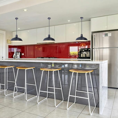 3 Pack Modern Black Kitchen Island Pendant Light 16 inches Metal Shade White inside Finish Gold Accent,Multiple Stems Rods Adjustable Hanging Height Ceiling Lamp E26 for Dining Room Hallway