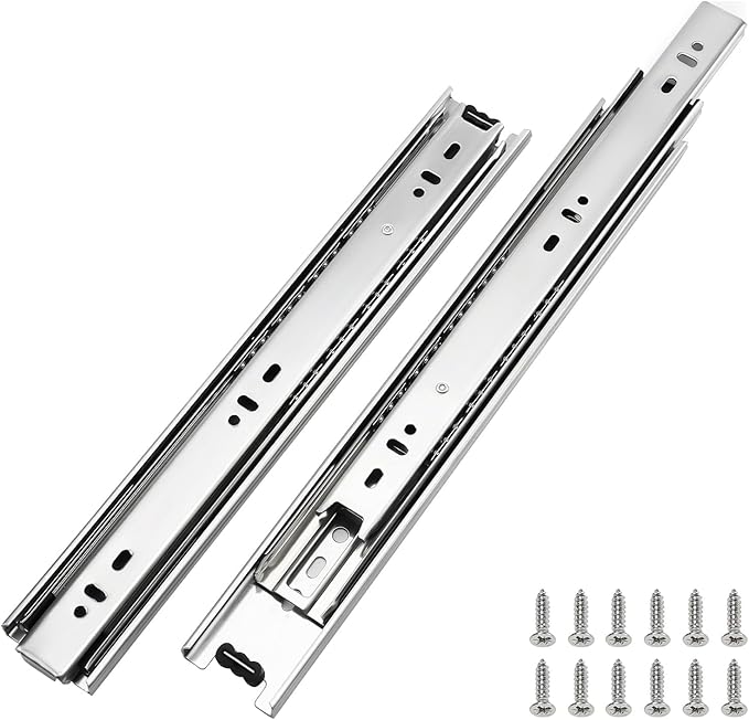 LONTAN Full Extension Ball Bearing Drawer Slides 8 10 12 14 16 18 20 22 24 Inch Heavy Duty Side Mount File Cabinet Rails Dresser Runner Kitchen Cabinet Drawer Glides 100 LB Capacity (8 inch,1 Pair)