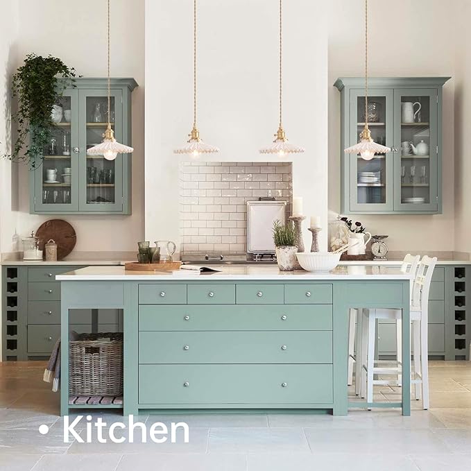 Shenmoyl Pendant Light with White Pleated Ceramic Lmapshade, Brass Vintage Pendant Light Adjustable Hanging Light for Kitchen Island Dining Room Hallway