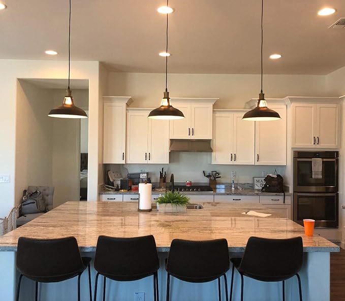 CLAXY Farmhouse Barn Pendant Light Black 1-Light Hardwired Hanging Light Fixture for Kitchen Dining Loft Restaurant Bar