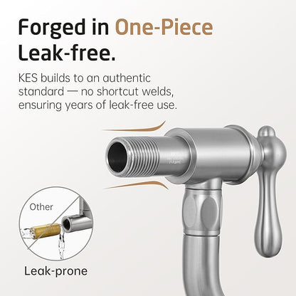 KES Upside Down Pot Filler Faucet with Heat-Resistant Cartridge, 26'' No Leak Over Stove Pot Filler Faucets Double Joints Swing Arm, No Lead, Wall Mount, 18/8 Stainless Steel, Brushed Nickel
