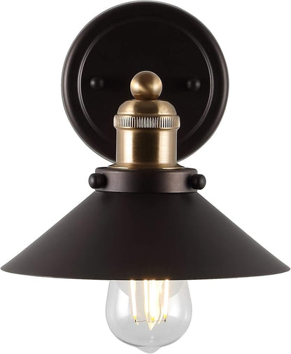 JONATHAN Y 7.8" Oil Rubbed Bronze/Brass Gold 1-Light Industrial Farmhouse Metal Vanity Light Wall Sconce, Metal Shade for Bathroom Mirror, Kitchen, Entryway, LED Bulb Included (JYL7426C)