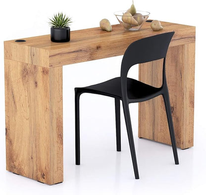 Mobili Fiver, Evolution Dining Table 47.2 x 15.7 in, with Wireless Charger, Rustic Oak with Two Legs, Made in Italy