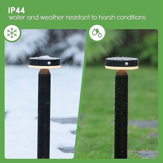 20" Solar Landscape Lights - Outdoor Solar Lights for Yard - PIR Sensor & Two Light Modes - 50lm & 400lm - Rechargeable Battery Last Up to 55 Hours - 3000K - IP44 Weather Resistant - 2 Pack