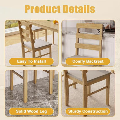 Majnesvon Dining Chairs Set of 2, Farmhouse Kitchen Table Set with Chairs, Wood Dining Table Chair for Kitchen, Restaurant, Apartment (Natural 2 Chair)