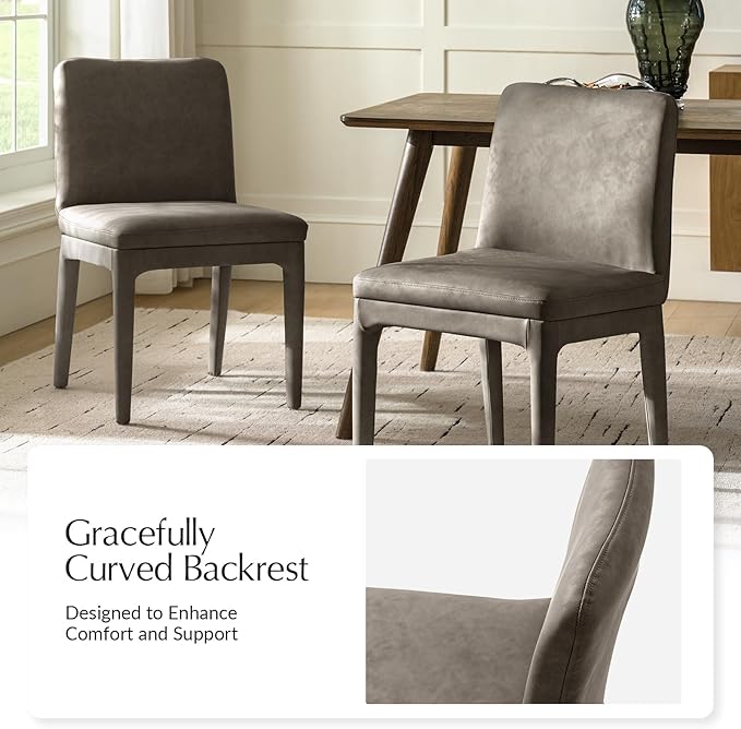 HULALA HOME Dining Chairs Set of 4, Morden Faux Leather Kitchen Chairs with Thick Cushion and Solid Wood Frame, Upholstered Accent Side Chair for Kitchen Dining Living Room Restaurant, Taupe