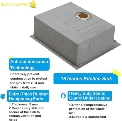 SHACO 18x18 Inch Gold Bar Sink, 18 Inch Drop In Gold Small Kitchen RV Laundry Utility Sink, Top Mount 16 Gauge Stainless Steel Single Bowl