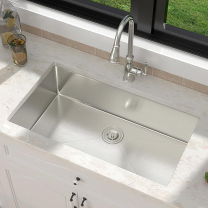 30 Inch undermount Kitchen Sink 18 Gague Stainless Steel Handmade Sink Single Bowl Large Deep Under Counter Sinks,30"x18"x9"