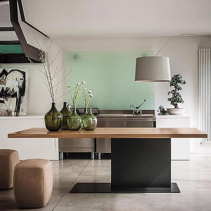 Modern Solid Wood Dining Table,Rectangle Kitchen Island Dining Table Minimalist Kitchen Table with Pedestal Base for for 2,4,6,8(70.9" L x 31.5" W x 29.5" H, Natural)