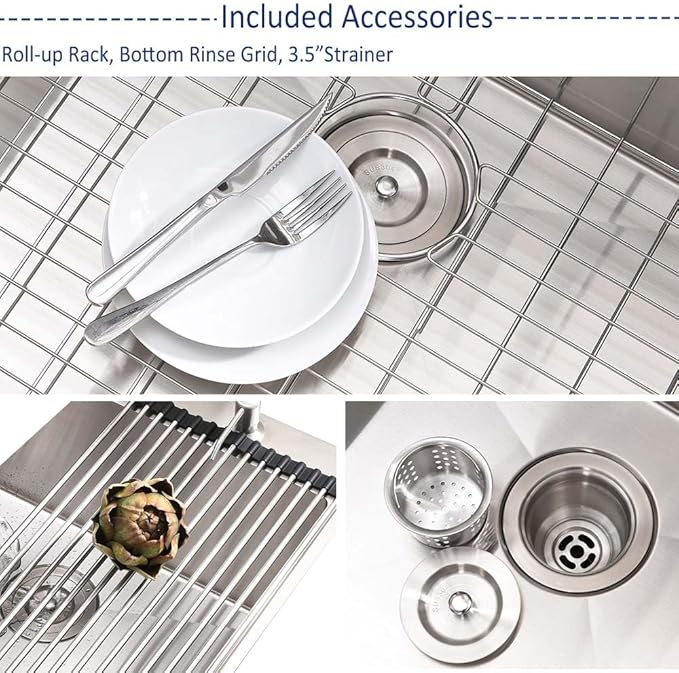 25 Inch Stainless Steel Utility Sink Drop In-Hovheir 25x20 Laundry Sink 16 Gauge Stainless Steel Single Bowl Drop In Laundry Room Sinks Outdoor Sinks with Bottom Grid