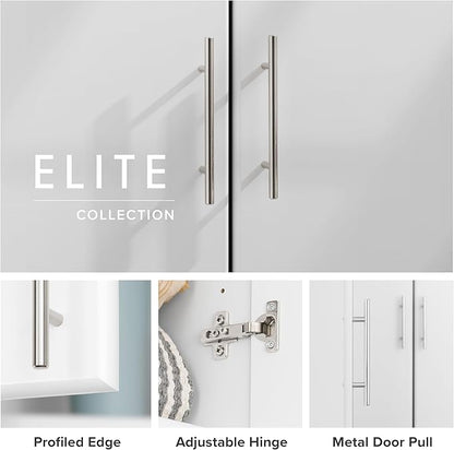 Prepac Elite 32” Wall Mount White Storage Cabinet with 1 Adjustable Shelf, Base Unit Ideal for Bathroom Cabinet, Kitchen, Garage, Home Office and More, 32”W x 36”H x 24”D
