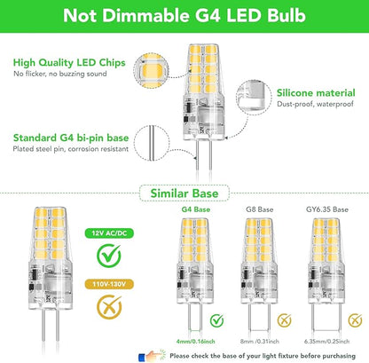 BUBO 40 Pack G4 LED Bulb 2W Equivalent 30W 3000K Warm White 250 Lumens 360°Beam Angle, T3 Halogen Bulb Replacement Landscape Bulbs, AC/DC 12V Led Lights G4 Bi-Pin Base for Outdoor Landscape Lighting