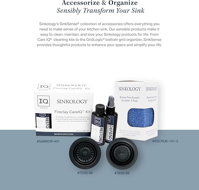Sinkology Eden Fireclay Undermount Kitchen Sink, Undermount Installation, Surefire Finish (Matte Black, 18")