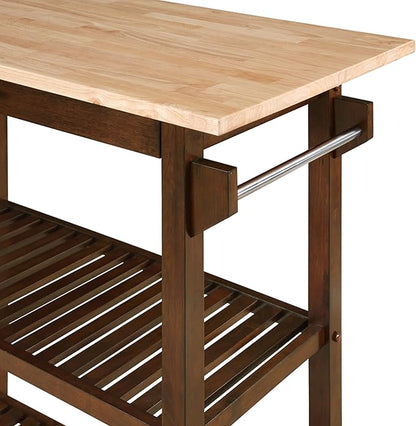 Convenience Concepts Designs2Go 3 Tier Butcher Block Kitchen Prep Island 40" - 3 Tier Modern Cooking Cart with Drawer, Food Serving Station for Kitchen, Dining Room, Espresso