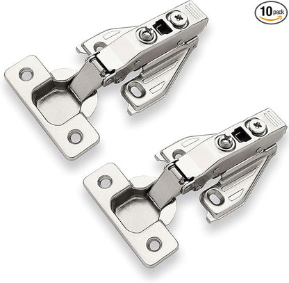 DecoBasics (10 PCS) Full Overlay Soft Close Cabinet Hinges for Kitchen Cabinets - 105° Face Frame Concealed Cabinet Door Hinge -3 Way Adjustability -Clip on Plate & Matching Screw 4 Easy Installation