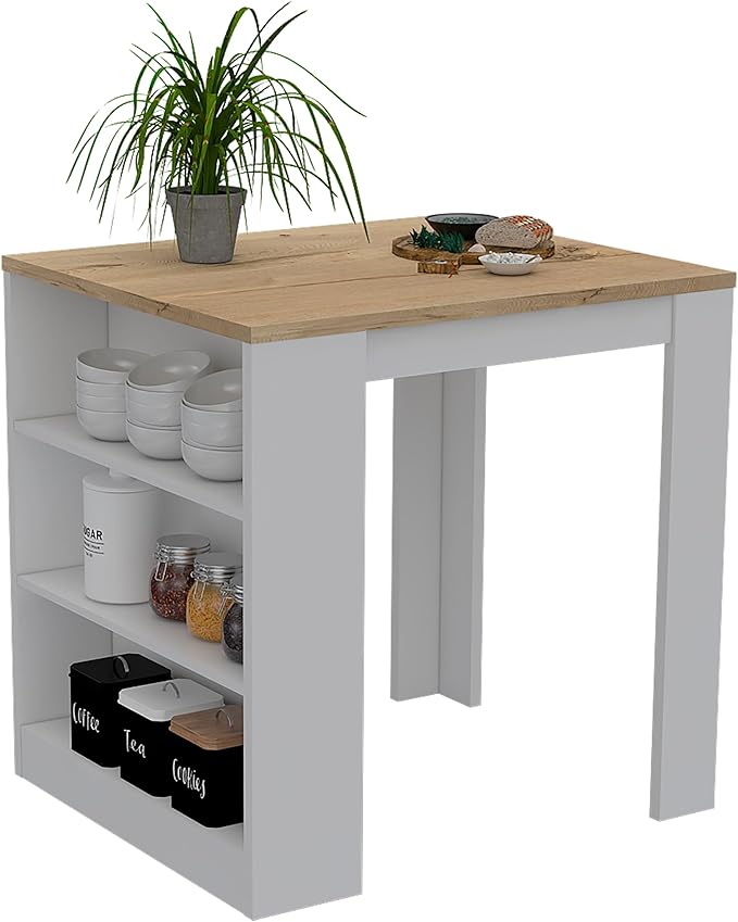 Tuhome Kitchen Island with Spacious Storage, Open Shelves, and Durable Worktop, Ideal for Kitchens, Dining Rooms, or as a Prep Station
