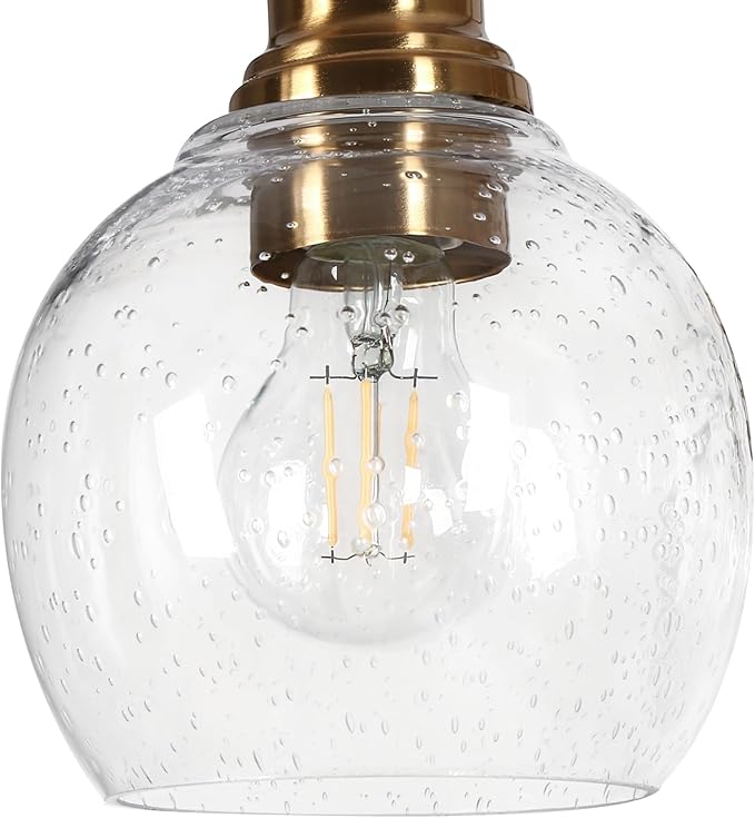KSANA 40" Large Rectangular Linear Chandelier, 8-Light Black Gold Kitchen Island Lighting with Seeded Glass Mid-Century Modern Dining Room Light Fixtures for Living Room, Kitchen, Hallway, Bedroom