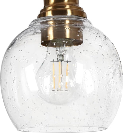 KSANA 40" Large Rectangular Linear Chandelier, 8-Light Black Gold Kitchen Island Lighting with Seeded Glass Mid-Century Modern Dining Room Light Fixtures for Living Room, Kitchen, Hallway, Bedroom